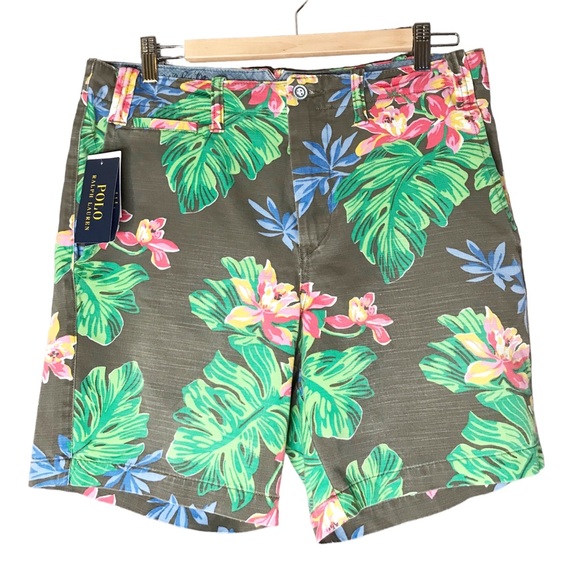 NWT Polo Ralph Lauren Classic Floral Twill Shorts Cotton Tropical Men’s Waist 32 - Picture 2 of 13